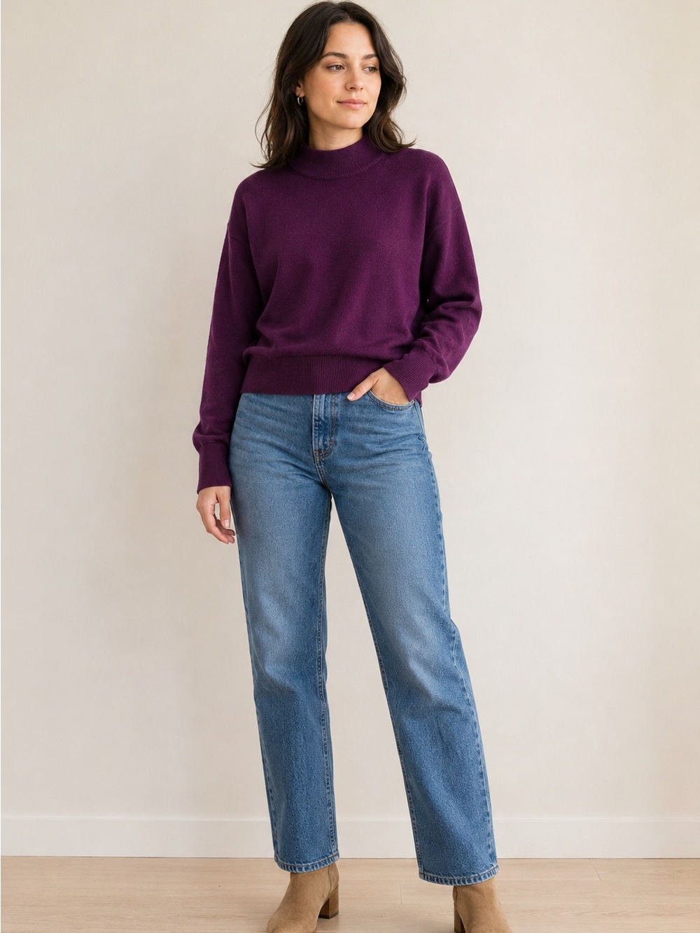 ASOS Women’s Crewneck Sweater in Deep Plum